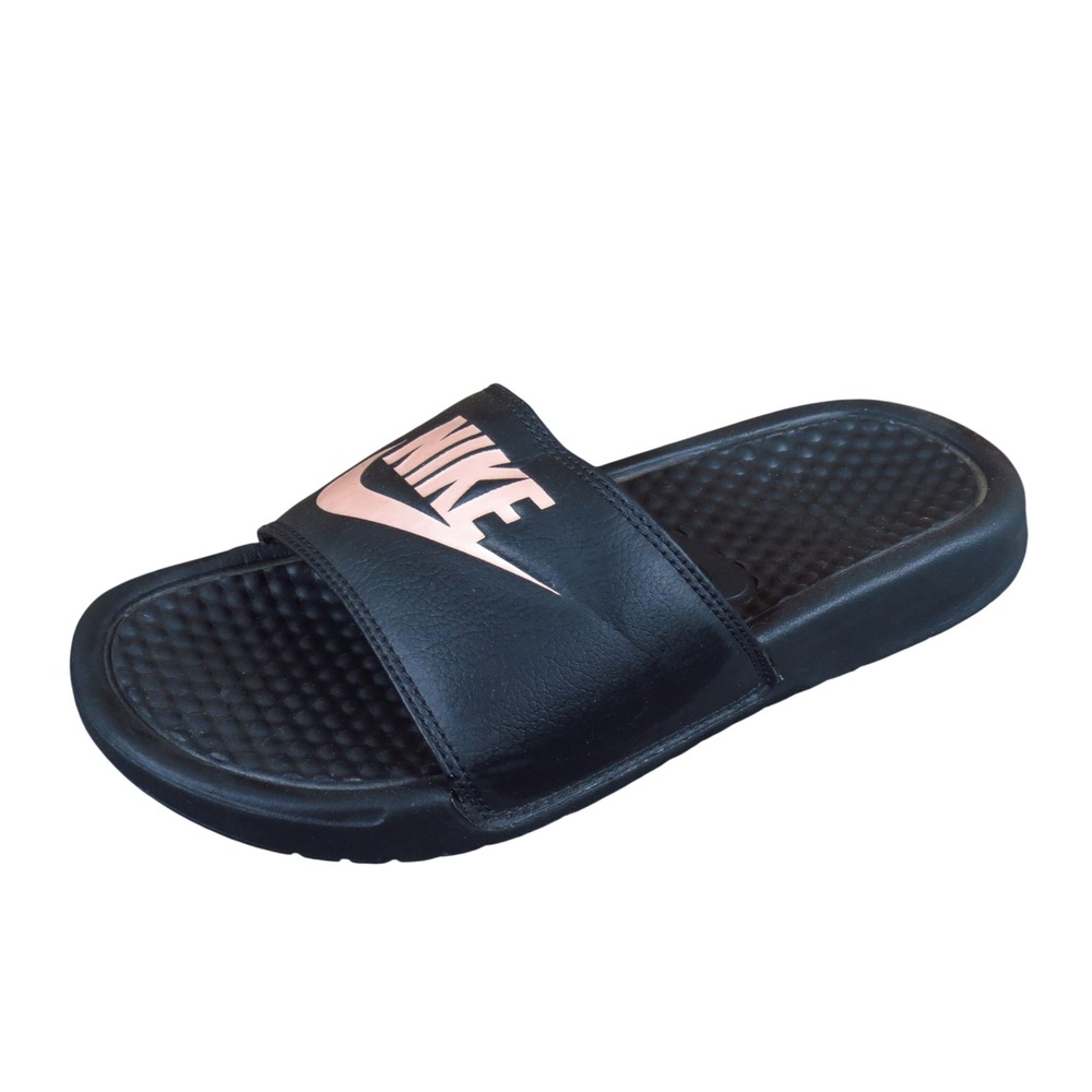 Nike Benassi JDI Womens Slide Sandals Size 5 Athletic Pool Beach Black Rose Gold